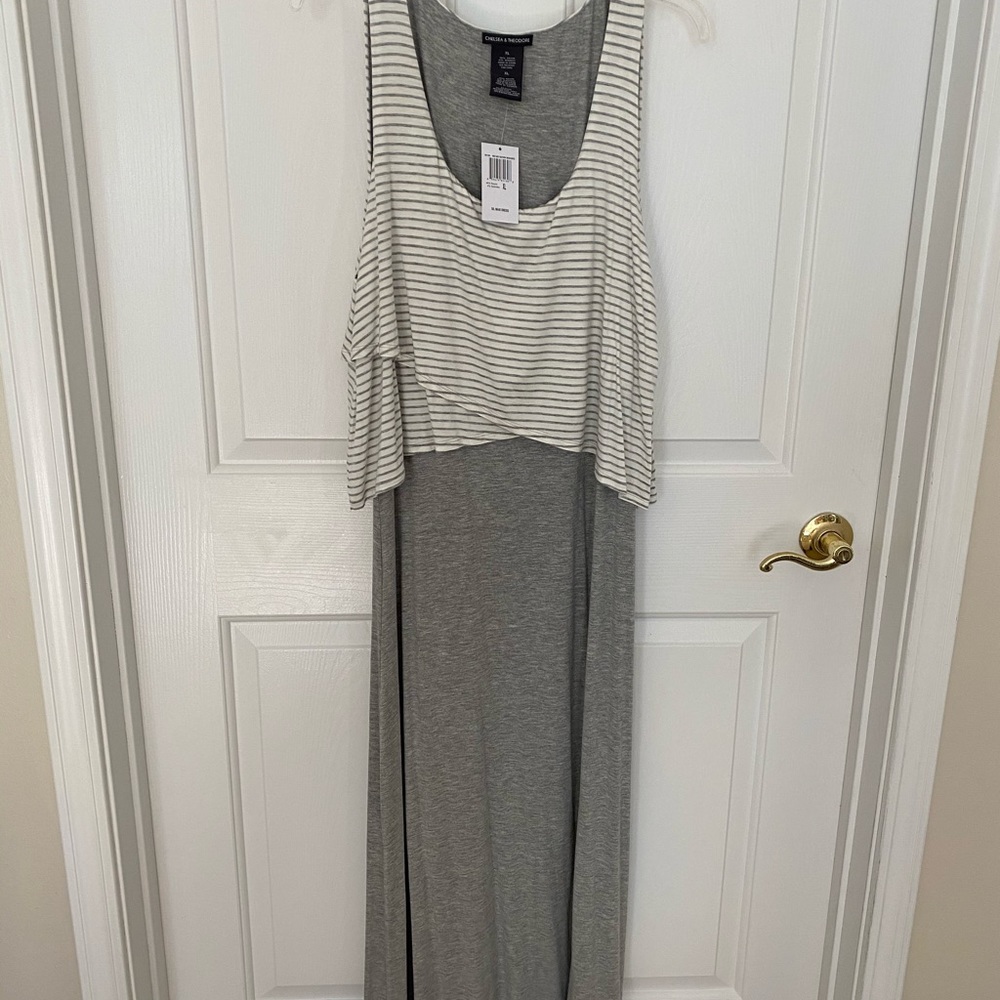 NWT gray/cream maxi dress